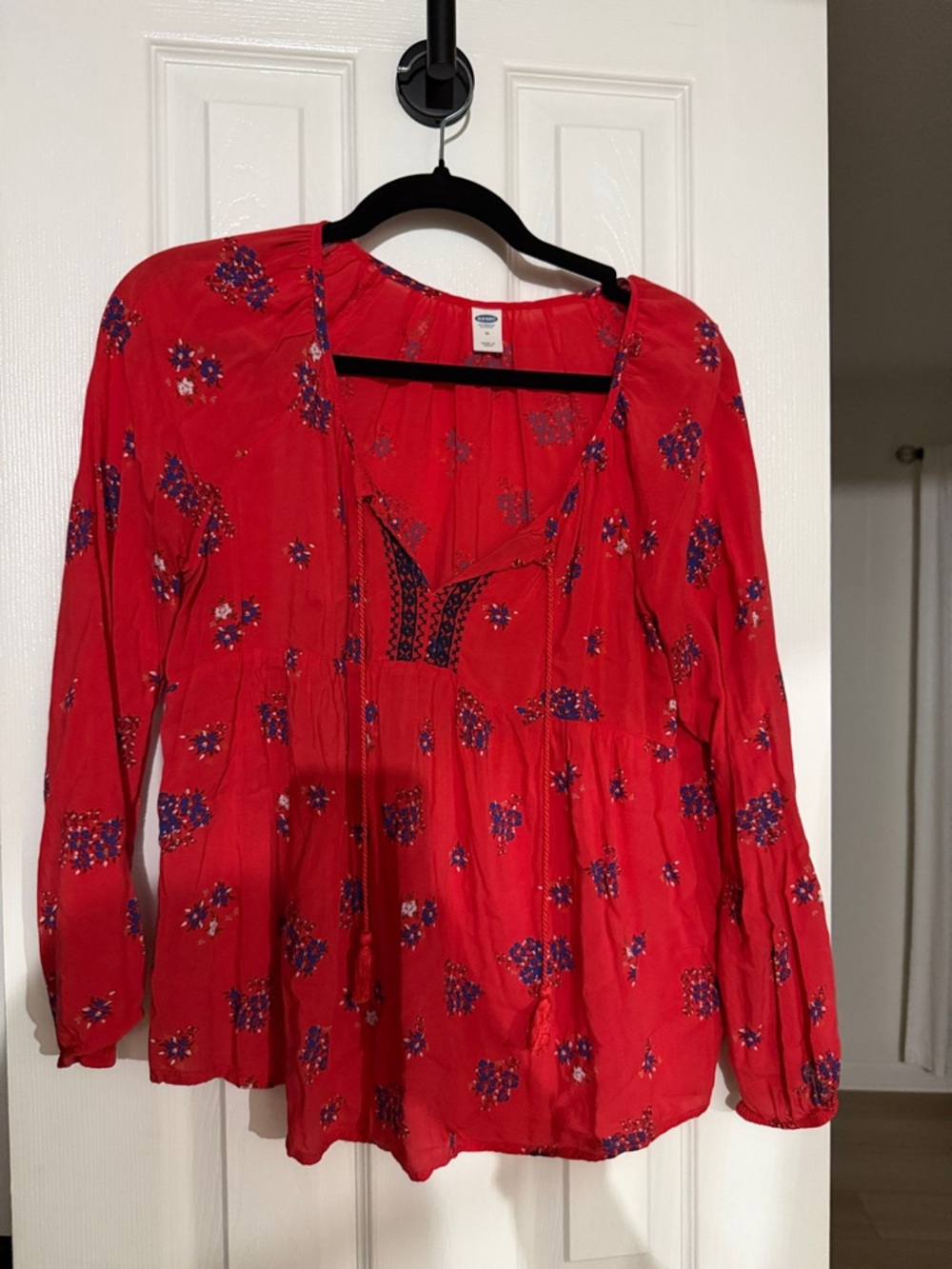 Old Navy Red Floral Peasant Tunic